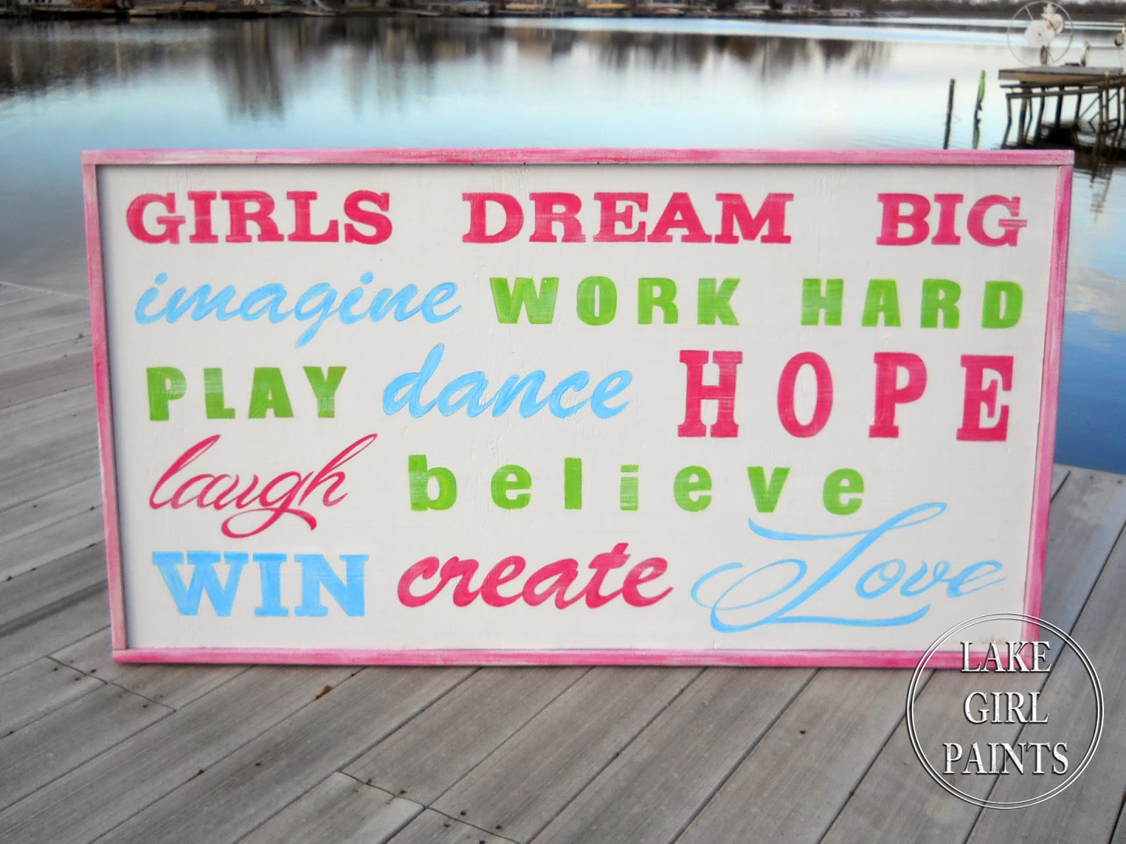 1600x1200 Lake Girl Paints Large Word Art For Girls Room - Word Art In Painting