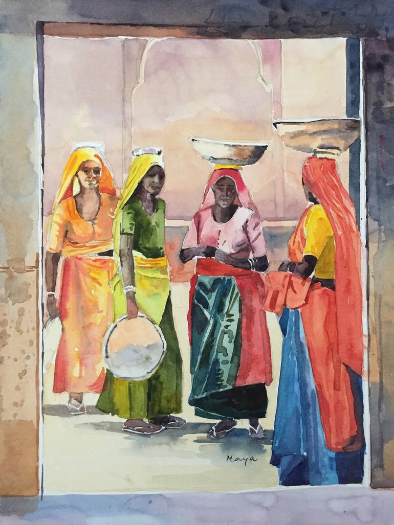 770x1027 Saatchi Art Lady Construction Workers Painting By Maya Wakankar - Workers Painting