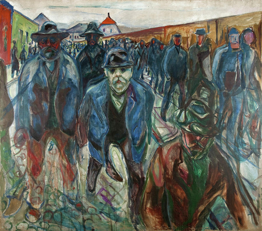 900x793 Workers On Their Way Home Painting By Edvard Munch - Workers Painting