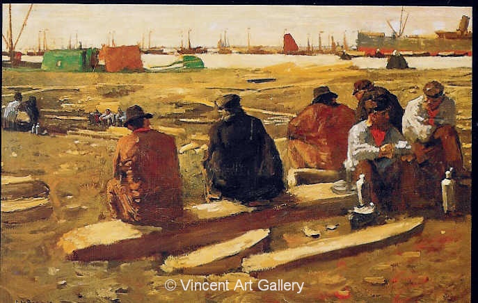 687x436 Workers Resting On A Construction Site By George Hendrik Breitner - Workers Painting