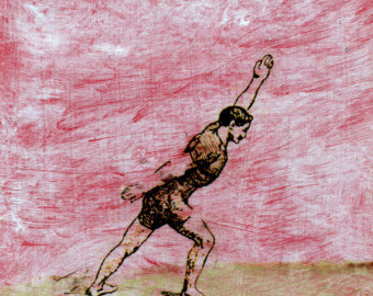 340x270 Original Small Painting With Collage Unique Home Decor - Workout Painting