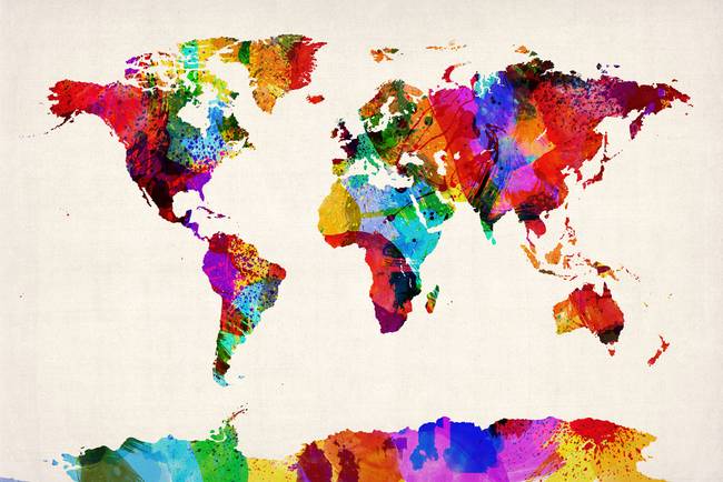 650x434 Map Of The World Map Abstract Painting By Michael Tompsett - World Map Painting