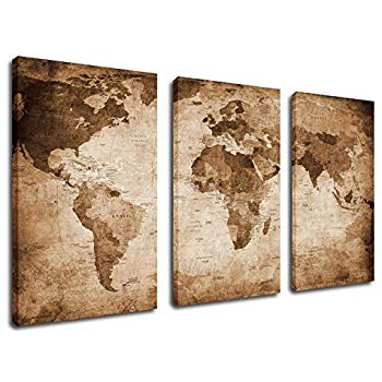 350x350 Canvas Wall Art World Map Painting Canvas Prints - World Map Painting