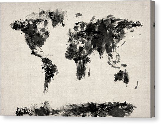 546x422 World Map Canvas Prints Fine Art America - World Map Painting Black And White