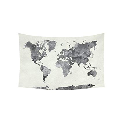 425x425 Interestprint Abstract Splatter Wall Art Home Decor - World Map Painting Black And White
