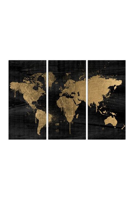 434x650 Gold And Black World Map Painting Diy Home Decor - World Map Painting Canvas