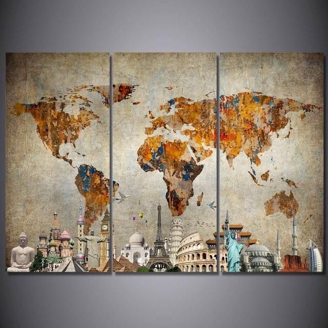 World Map Painting Canvas at PaintingValley.com | Explore collection of ...