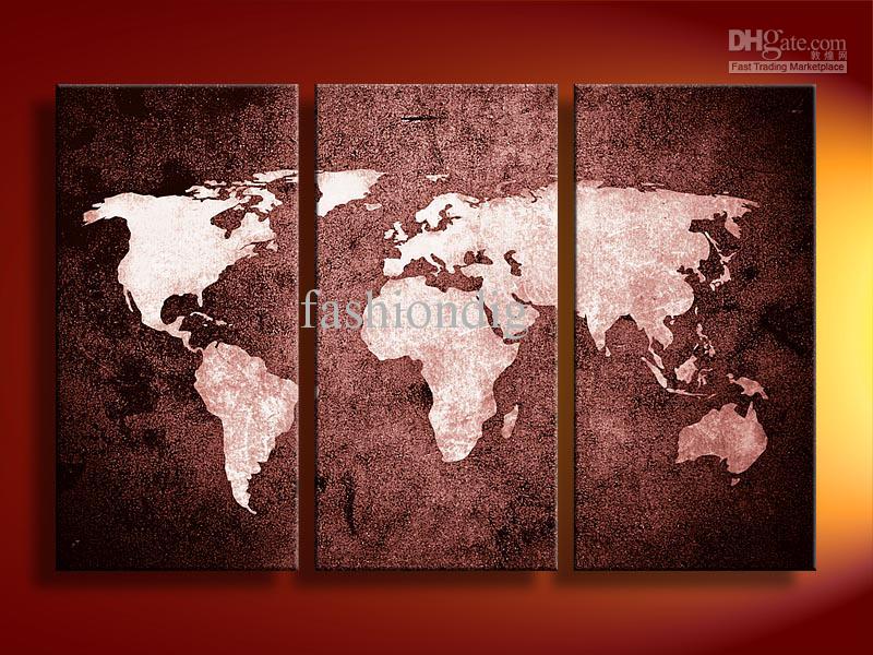 800x600 2018 Oil Painting Canvas Abstract World Map Artwork Handmade Home - World Map Painting Canvas
