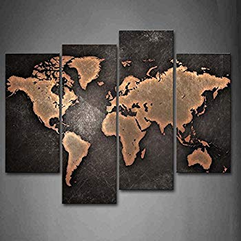 350x350 Firstwallart General World Map Black Background Wall - World Map Painting Canvas