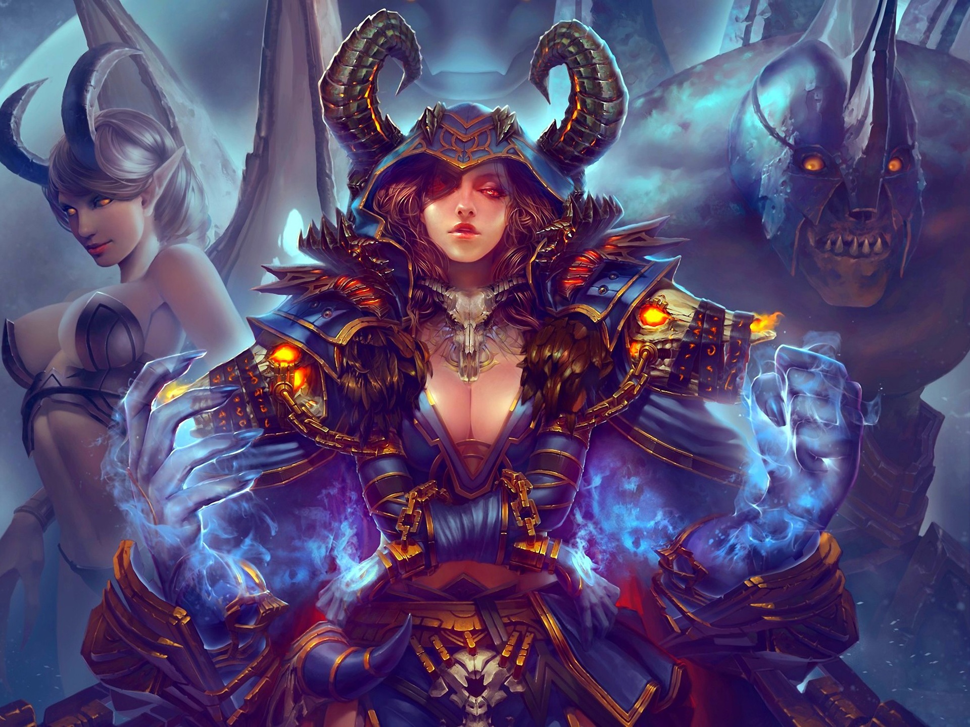 1920x1440 Wallpaper World Of Warcraft, Art Painting, Girl, Monster 1920x1440 - World Of Warcraft Painting