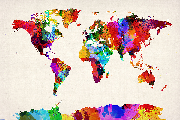 600x400 Map Of The World Map Abstract Painting Digital Art By Michael Tompsett - World Painting