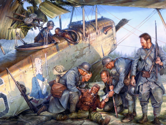 700x525 Pilot Aircraft World War 1 Ww1 Military Painting Giant Wall Print - World War 1 Painting