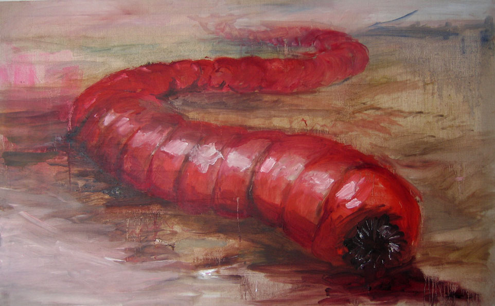 962x595 Mongolian Death Worm - Worm Painting