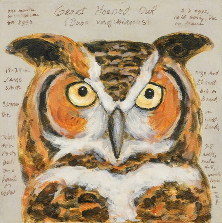 770x773 Saatchi Art Great Horned Owl Painting By Martha Worthy - Worthy Painting