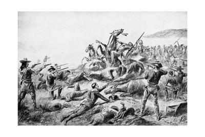 400x267 Lithograph After A Painting Of The Battle Of Wounded Knee By W.m. - Wounded Knee Painting