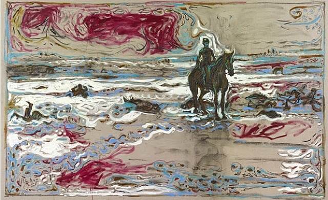 640x391 Lt. Sydney A. Cloman, First Infantry, On His Horse On The Wounded - Wounded Knee Painting
