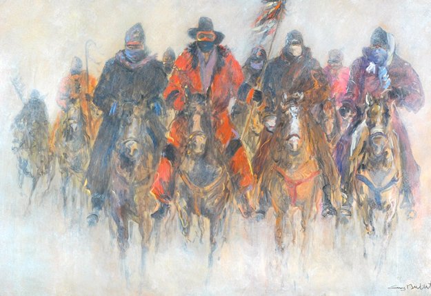 625x429 Meeting At Wounded Knee 40x55 By Guy Buffet - Wounded Knee Painting