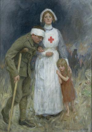 300x430 Nurse, Wounded Soldier And Child Imperial War Museums - Wounded Soldier Painting