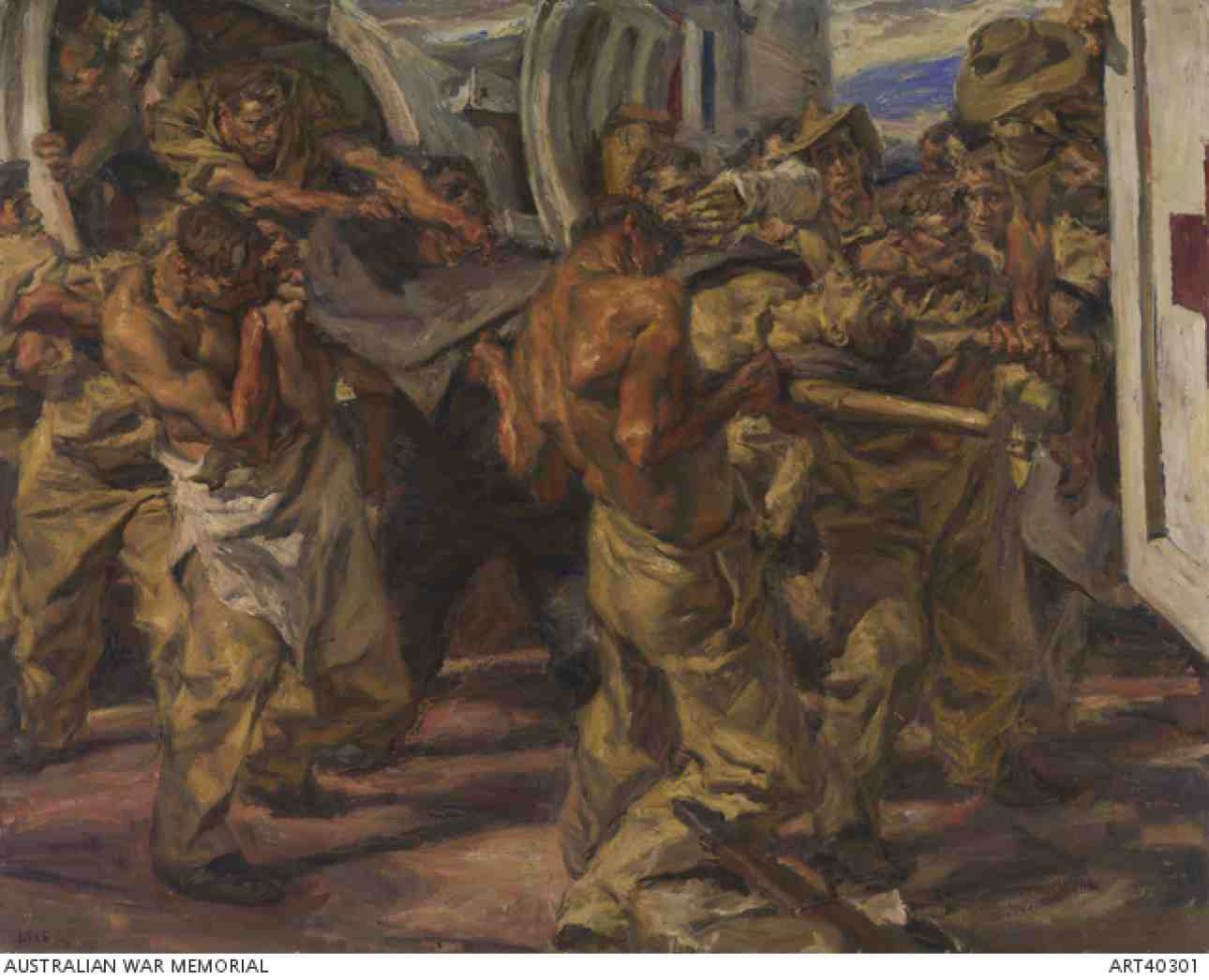 1290x1046 Realities Of Combat Ivor Hele The Anzac Portal - Wounded Soldier Painting