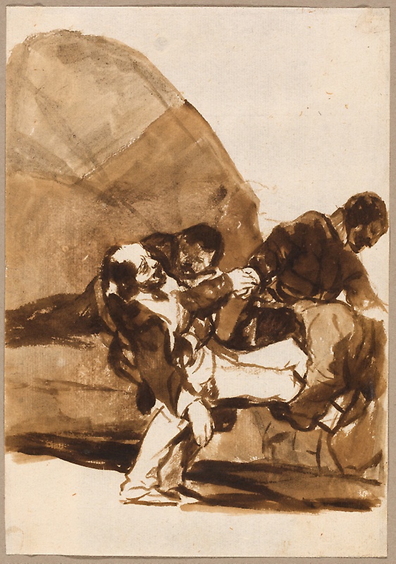 562x800 Three Men Carrying A Wounded Soldier, From The Images Of Spain - Wounded Soldier Painting