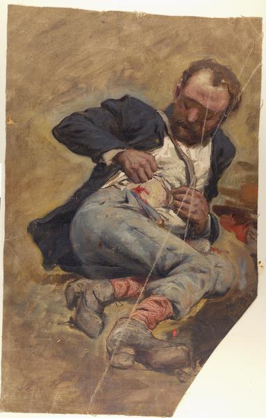 383x600 Wounded Union Civil War Soldier Painting Wisconsin Historical - Wounded Soldier Painting