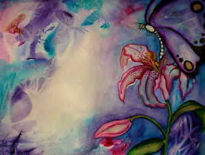 300x227 Luree Art Original Beautiful Butterfly Lily Purple Watercolor - Wow Painting