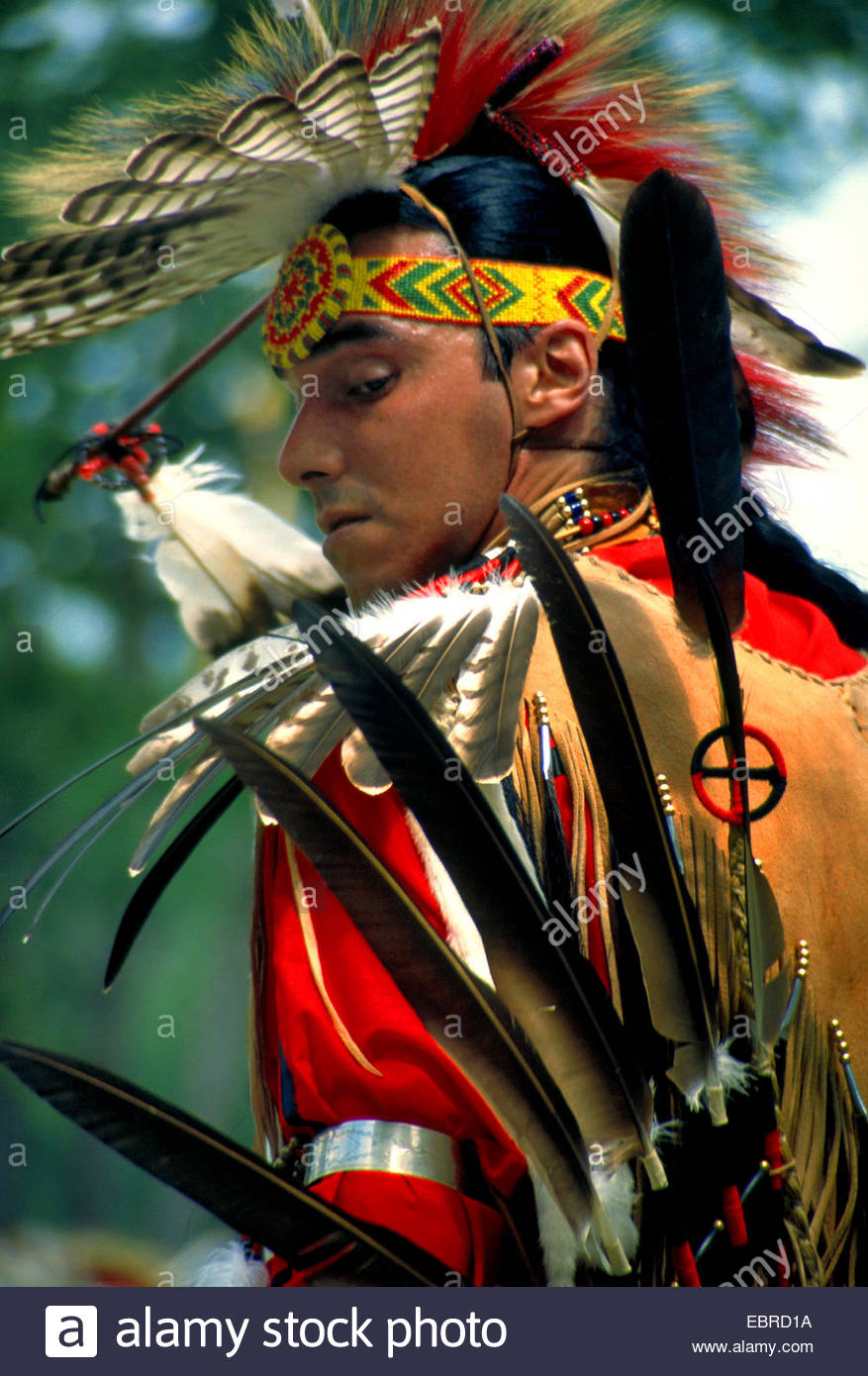 877x1390 Mohican With Typical Headdress Of Feathers And Face Painting - Wow Painting