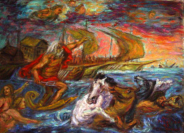 599x432 The Wrath Of Neptune Classical Figure Paintings And Prints By Paulb - Wrath Of God Painting