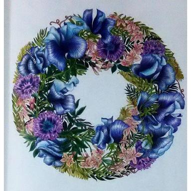 383x383 Flower Wreath - Wreath Painting