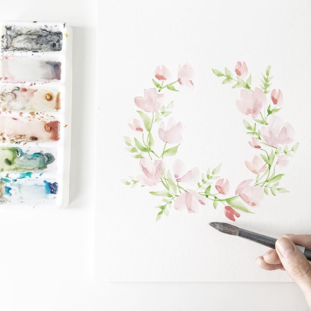 1080x1080 Paint With Me Watercolour Floral Wreath Tutorial For Beginners - Wreath Painting