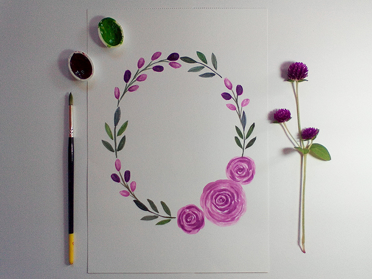 752x564 The Perky Princess Painting The Floral Wreath For Wedding - Wreath Painting