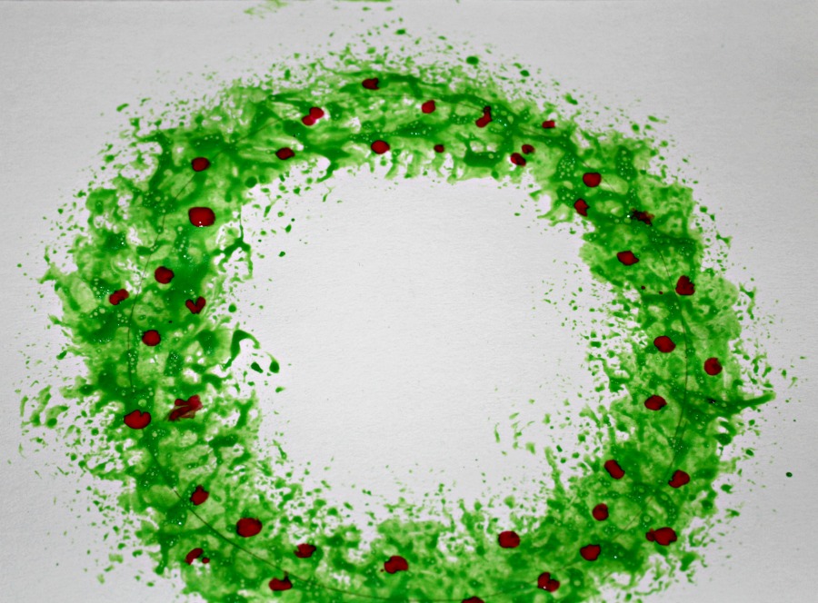 900x664 Christmas Wreath Painting With Kitchen Stainless Steel Scouring Pad - Wreath Painting