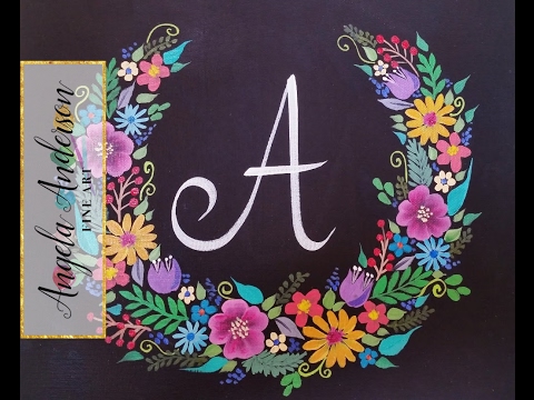 480x360 Floral Wreath Chalkboard Acrylic Painting Tutorial Brush - Wreath Painting