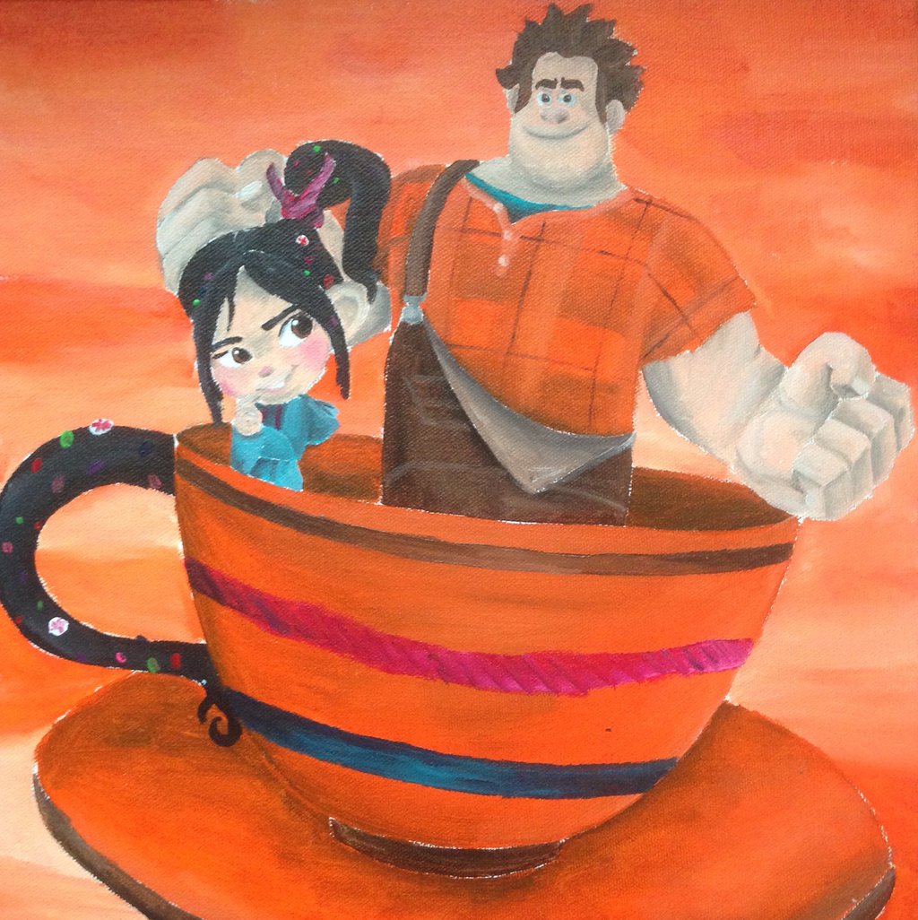 1024x1026 Wreck It Ralph And Vanellope Cup By Billywallwork525 - Wreck It Ralph Painting