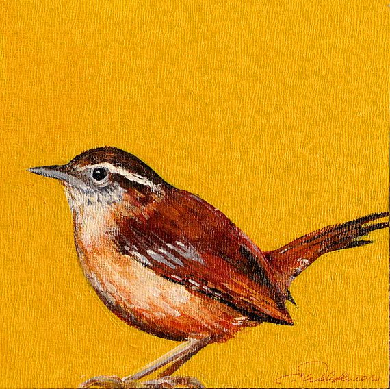 570x568 Original Painting Carolina Wren Small Acrylic On By Abingdonarts - Wren Painting