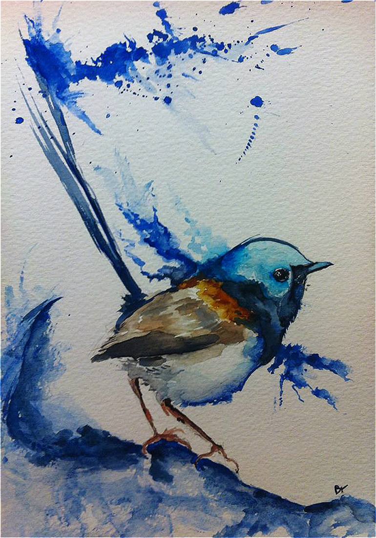 770x1100 Saatchi Art Fairy Wren Painting By Richard Biro - Wren Painting