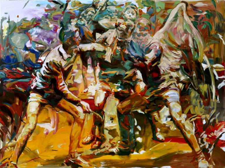 770x575 Saatchi Art Jacob Wrestling With The Angel Painting By Angelika Toth - Wrestling Painting