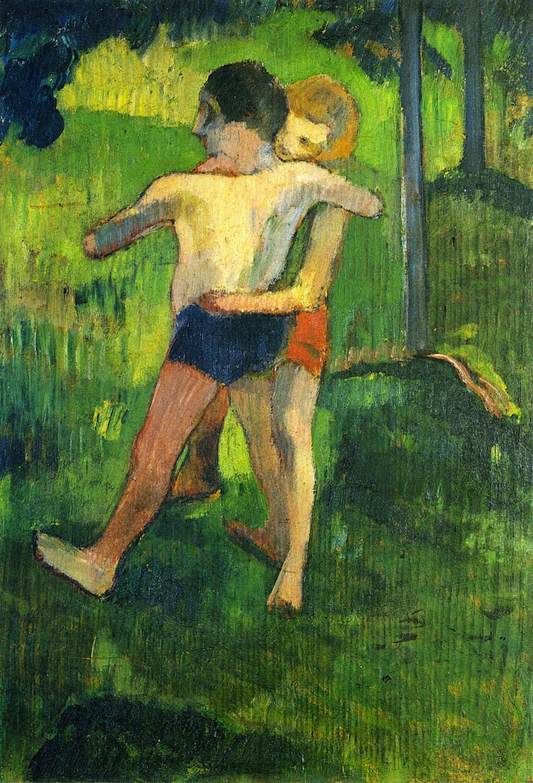 755x1110 Children Wrestling Painting Paul Gauguin Oil Paintings - Wrestling Painting