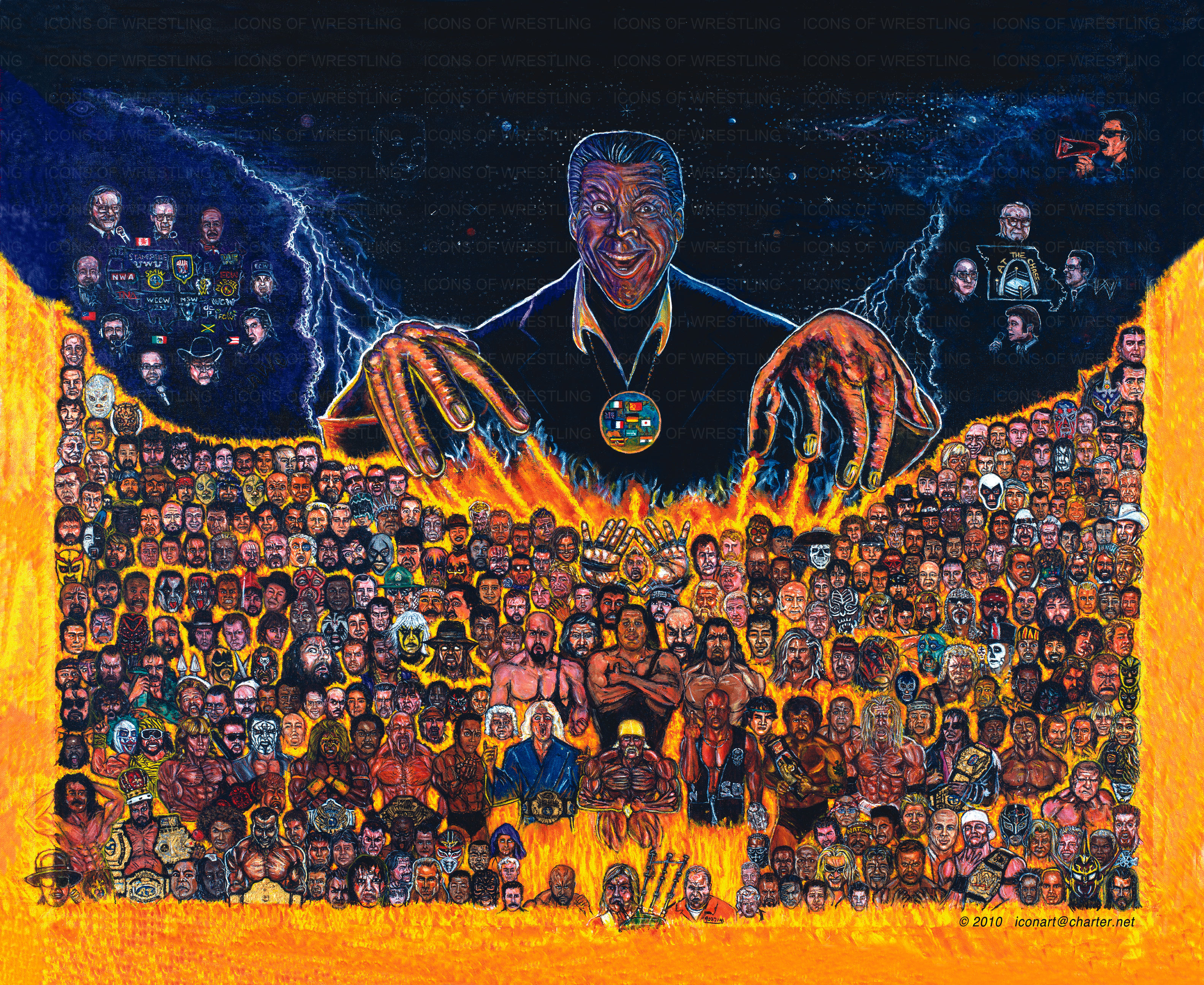 3168x2591 Gods Of Thunder Painting Missouri Wrestling Revival - Wrestling Painting