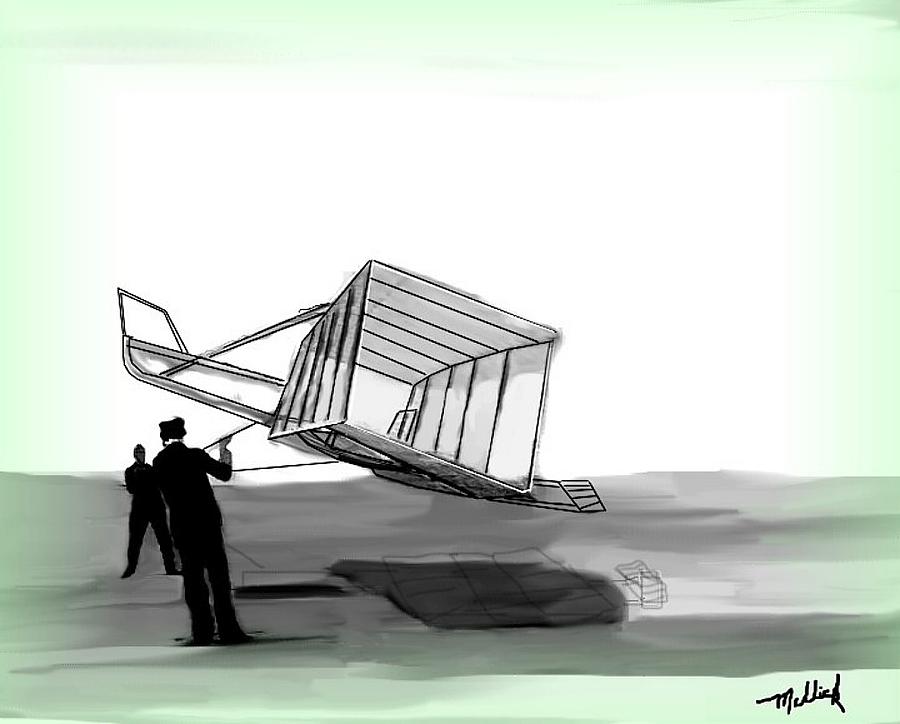 900x724 Wright Bros Test Kite Model C1901 Painting By Carl Mellick - Wright Brothers Painting