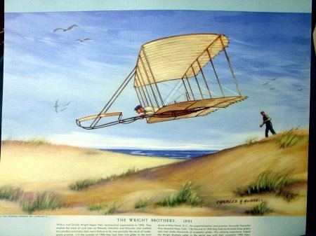 450x337 Wright Brothers Early Glider Flight Dunes Kitty Hawk Nc - Wright Brothers Painting