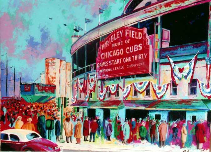 675x486 Wrigley Field 1945 Giclee - Wrigley Field Painting