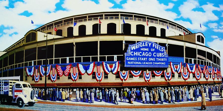 900x448 Outside Wrigley Field Painting By Thomas Kolendra - Wrigley Field Painting