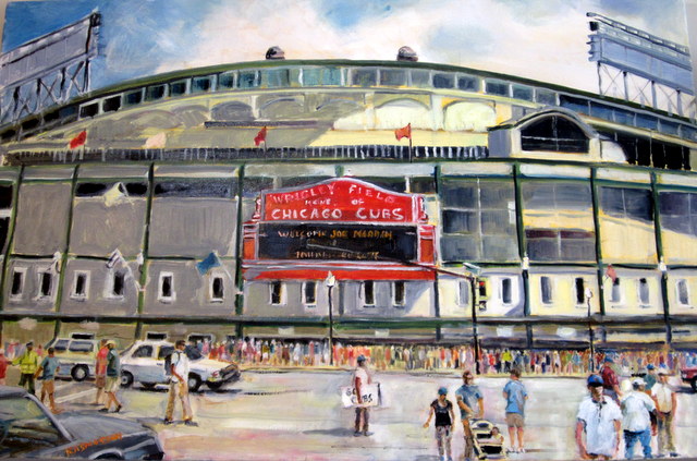 640x423 Painting Celebrates Breaking Of Cubs' Curse - Wrigley Field Painting