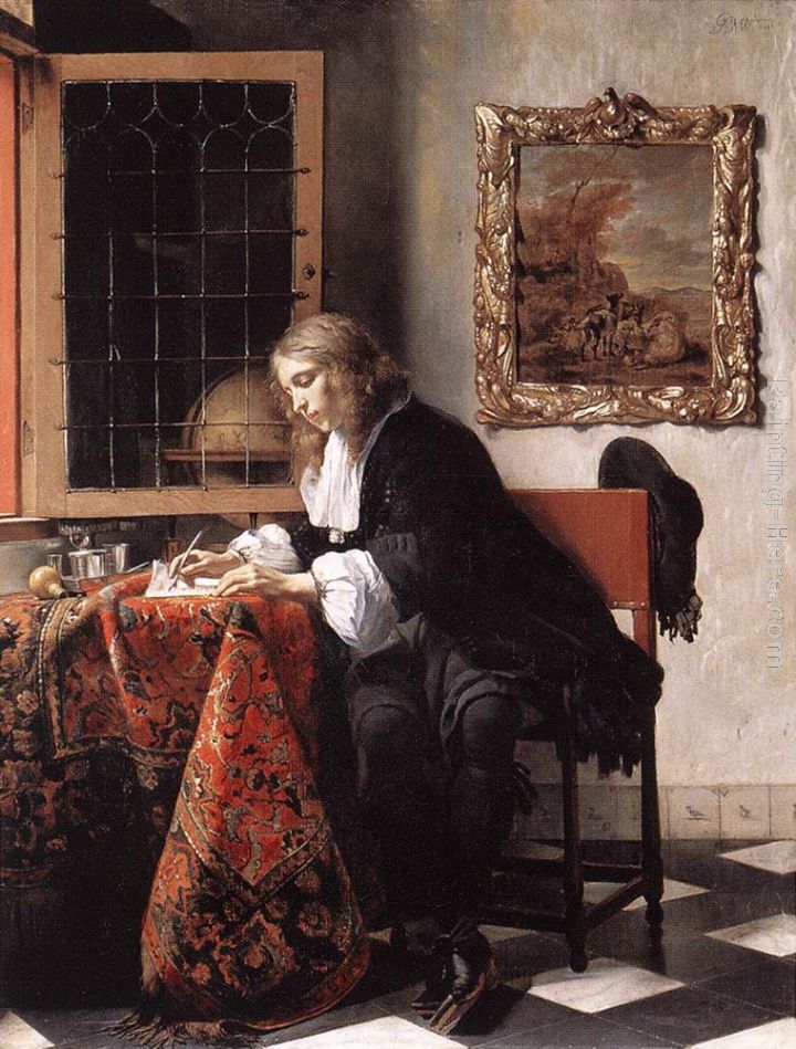 720x949 Gabriel Metsu Man Writing A Letter Painting Anysize 50% Off - Writing Painting