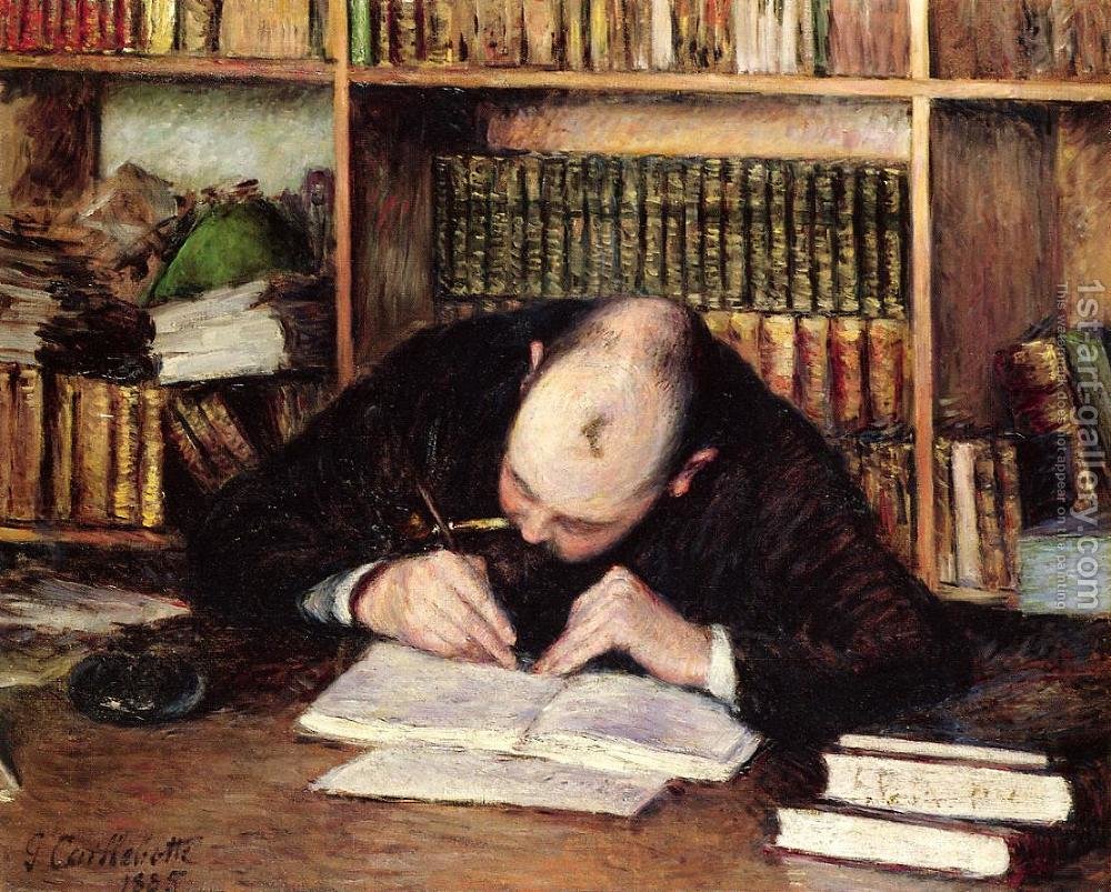 1000x803 Portrait Of A Man Writing In His Study Gustave Caillebotte - Writing Painting