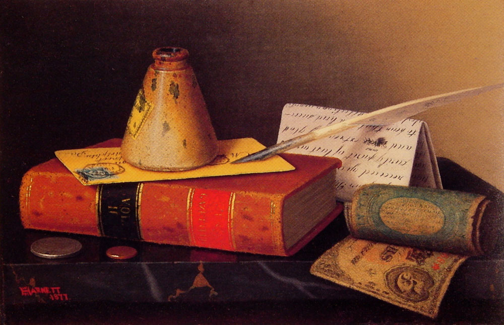 1000x646 Still Life Writing Table - Writing Painting