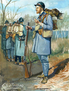 229x300 9x12 Thoughts Of Home Wwi Ww1 French Infantry Original Painting - Ww1 Painting