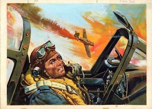 300x214 Original Ww2 Military Pulp Aviation Illustration Cover Art - Ww2 Painting