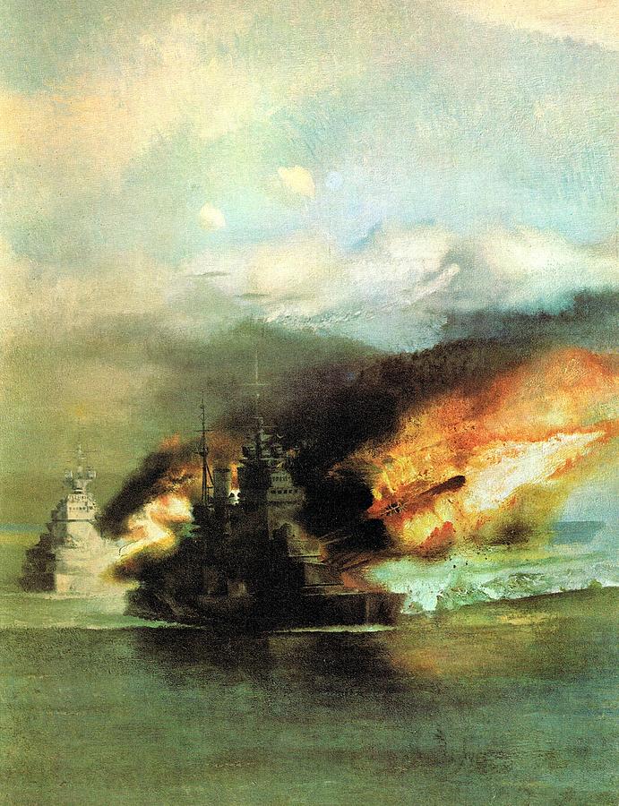 691x900 Ww2 Sea Battle Painting By Roberto Simeroni - Ww2 Painting